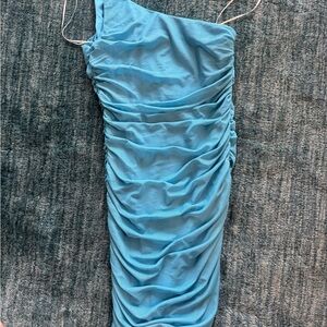 Princess Polly Blue Asymmetrical Ruched Bodycon Dress